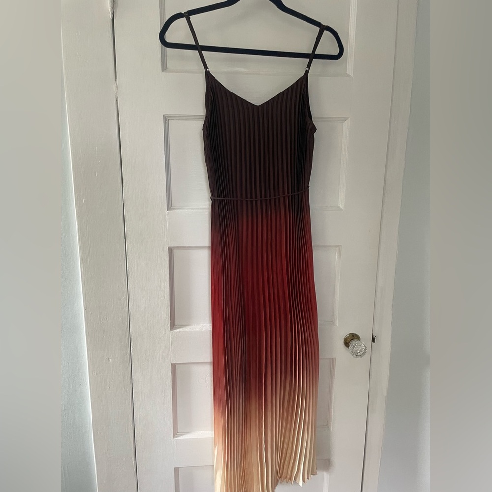 Banana Republic Brown and Cream Ombré pleated Maxi Dress